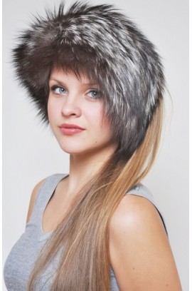 Silver fox fur headband - Fur collar